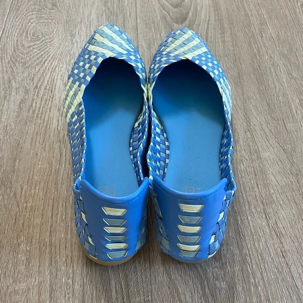 EASY SPIRIT E 360 Blue White Stretch Ballet Flat, Size 8.5